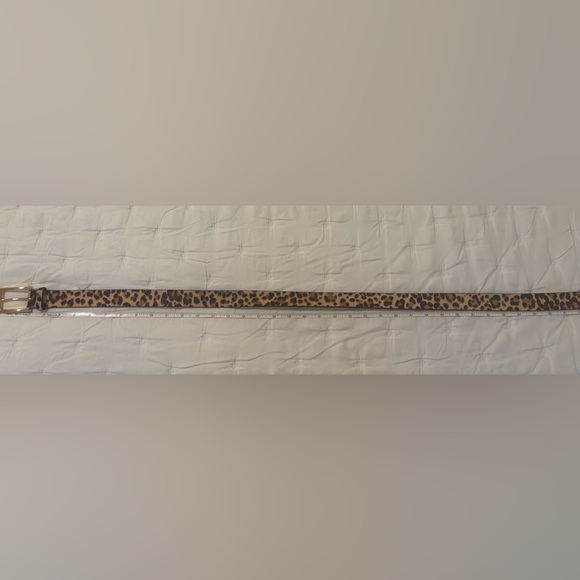 Express Calf Hair Leopard Print Belt with Gold Buckle - Picture 8 of 10